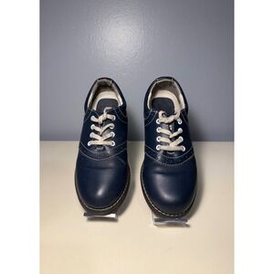 Academie Gear Kids Cheer Saddle Shoes Navy Blue Leather Upper Size 13.5 M